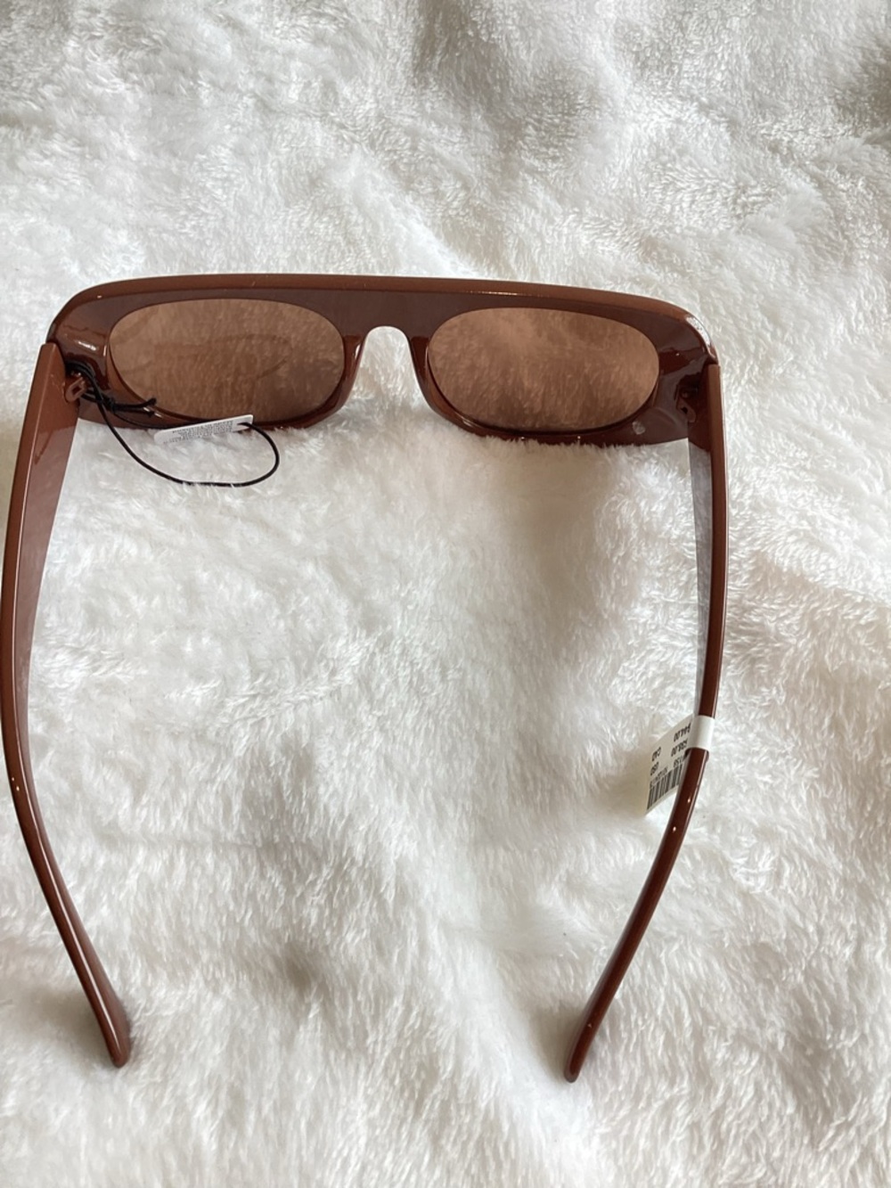 Anthropologie Flat Rectangle Sunglasses Elite Eyewear UV Polycarbonate New Mocha - Picture 7 of 11